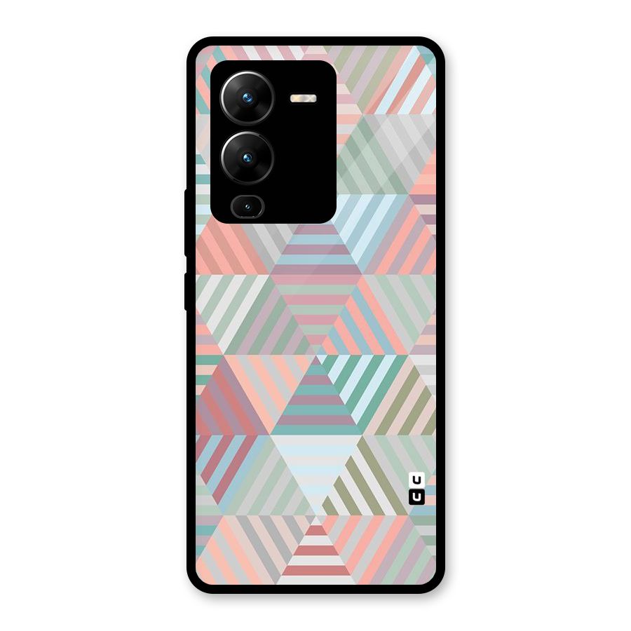 Abstract Triangle Lines Glass Back Case for Vivo V25 Pro