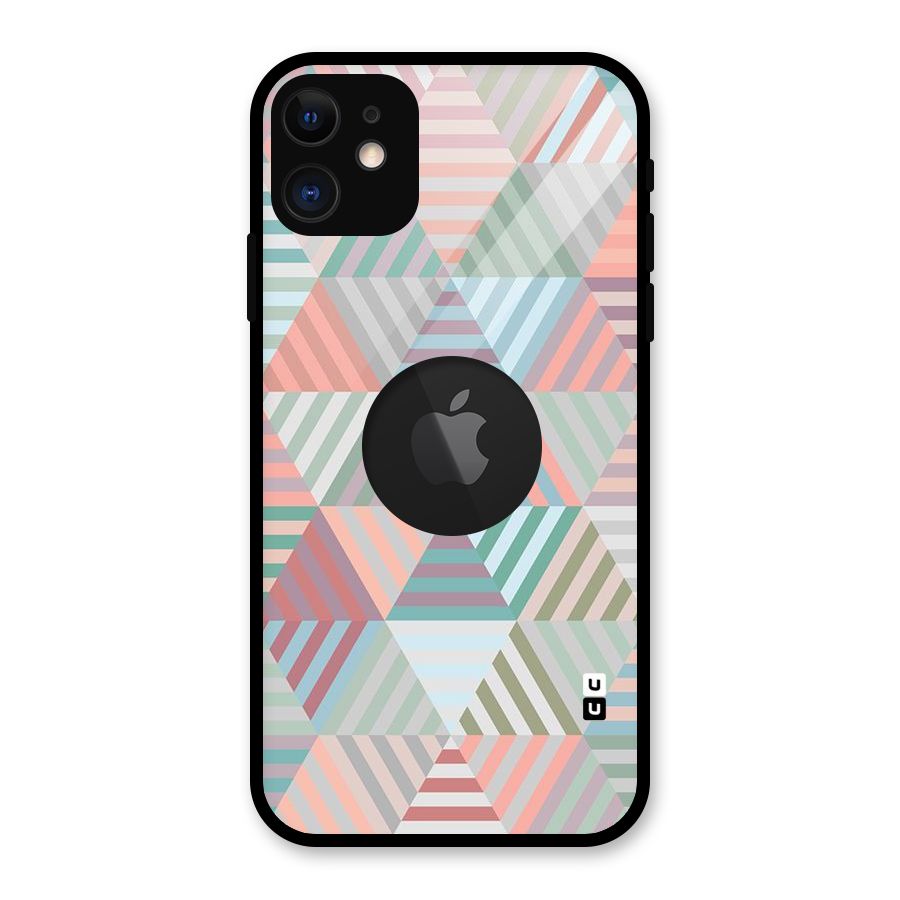 Abstract Triangle Lines Glass Back Case for iPhone 11 Logo Cut