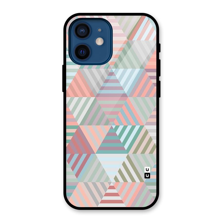 Abstract Triangle Lines Glass Back Case for iPhone 12 Mini