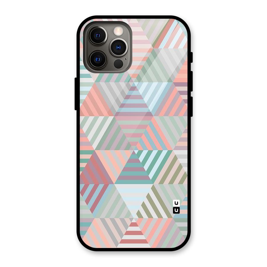 Abstract Triangle Lines Glass Back Case for iPhone 12 Pro