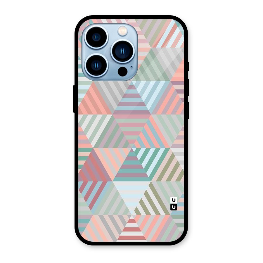 Abstract Triangle Lines Glass Back Case for iPhone 13 Pro