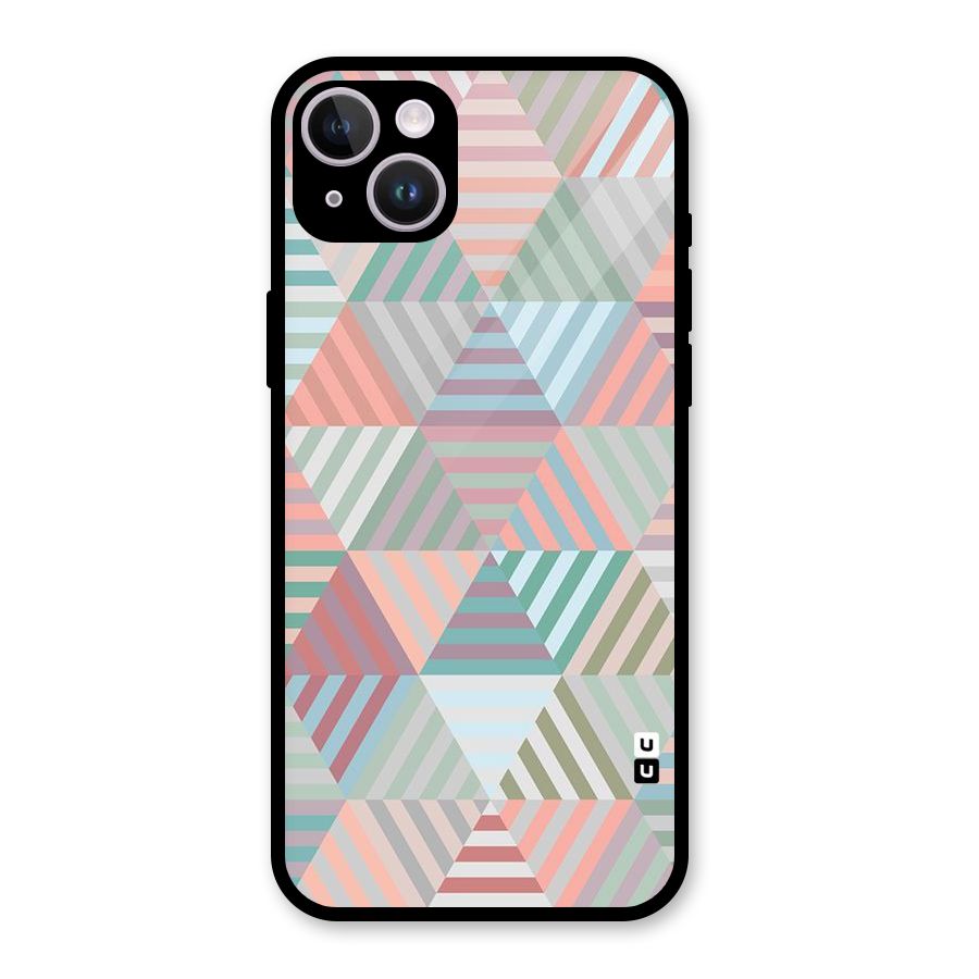 Abstract Triangle Lines Glass Back Case for iPhone 14 Plus