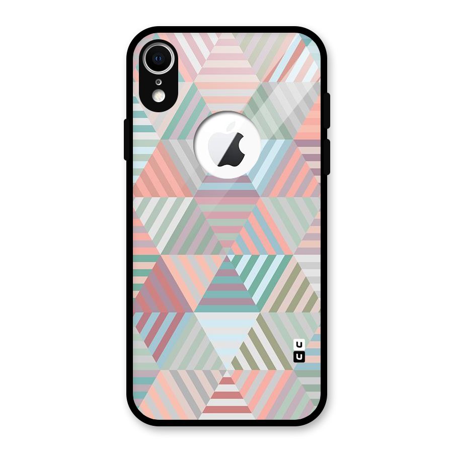 Abstract Triangle Lines Glass Back Case for iPhone XR Logo Cut
