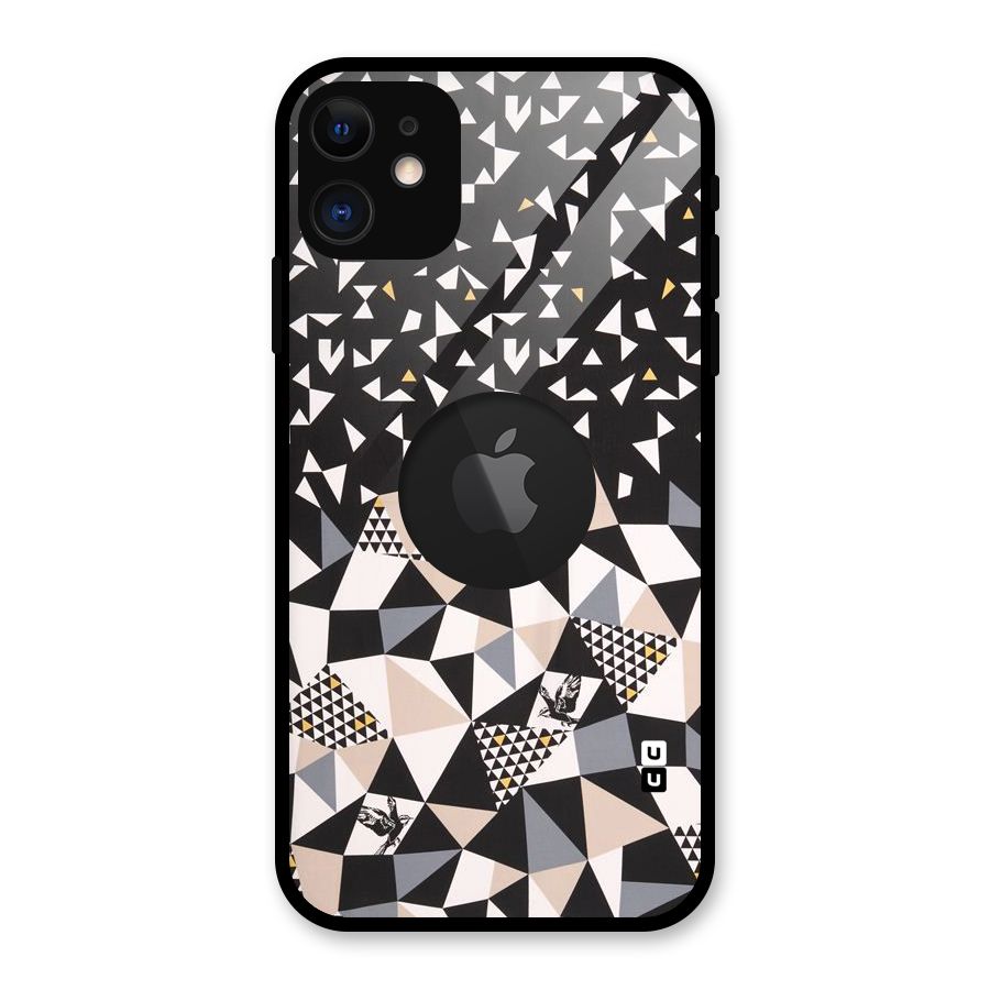 Abstract Varied Triangles Glass Back Case for iPhone 11 Logo Cut