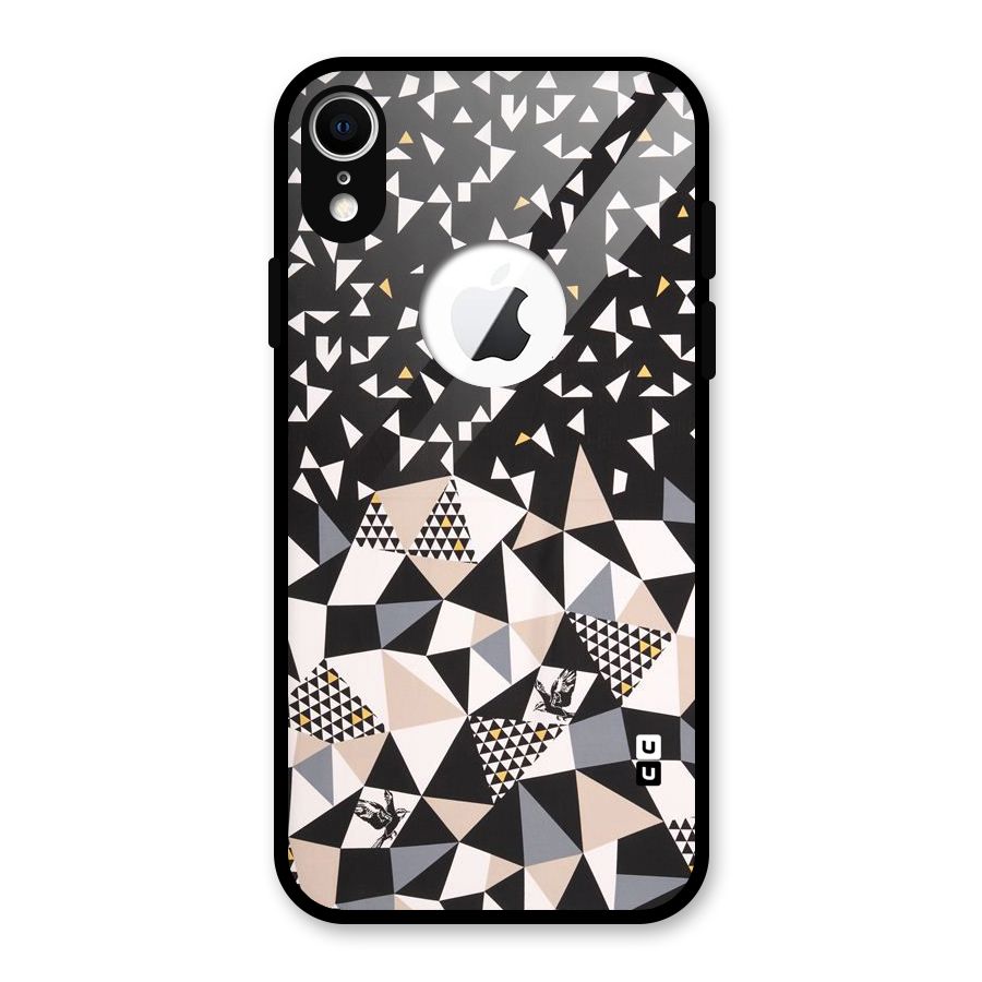 Abstract Varied Triangles Glass Back Case for iPhone XR Logo Cut