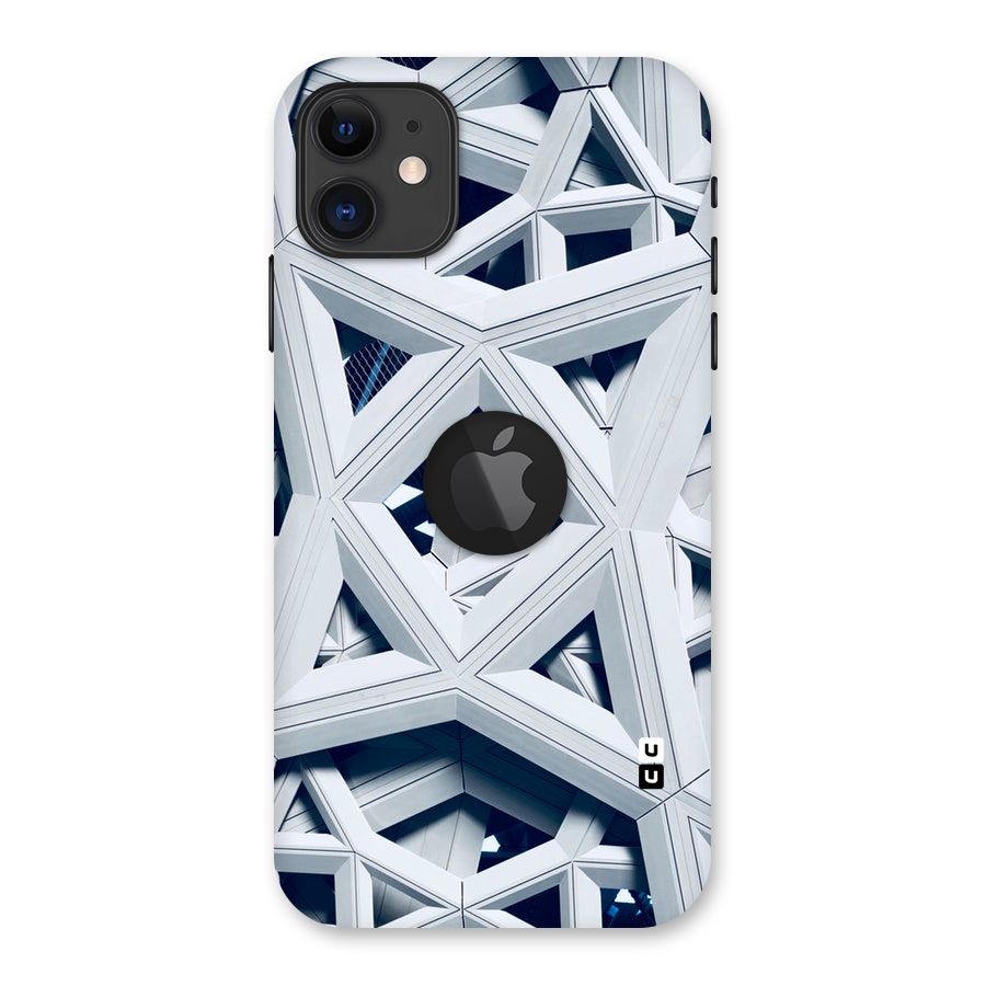 Abstract White Lines Back Case for iPhone 11 Logo Cut