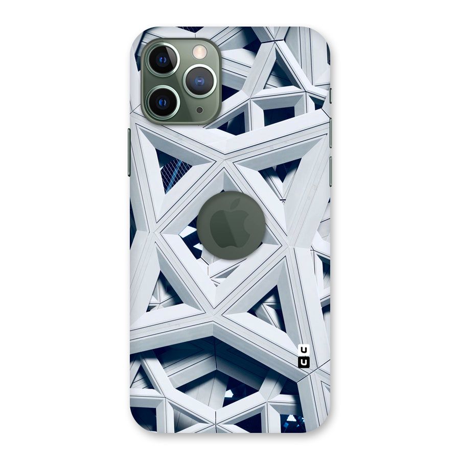 Abstract White Lines Back Case for iPhone 11 Pro Logo  Cut
