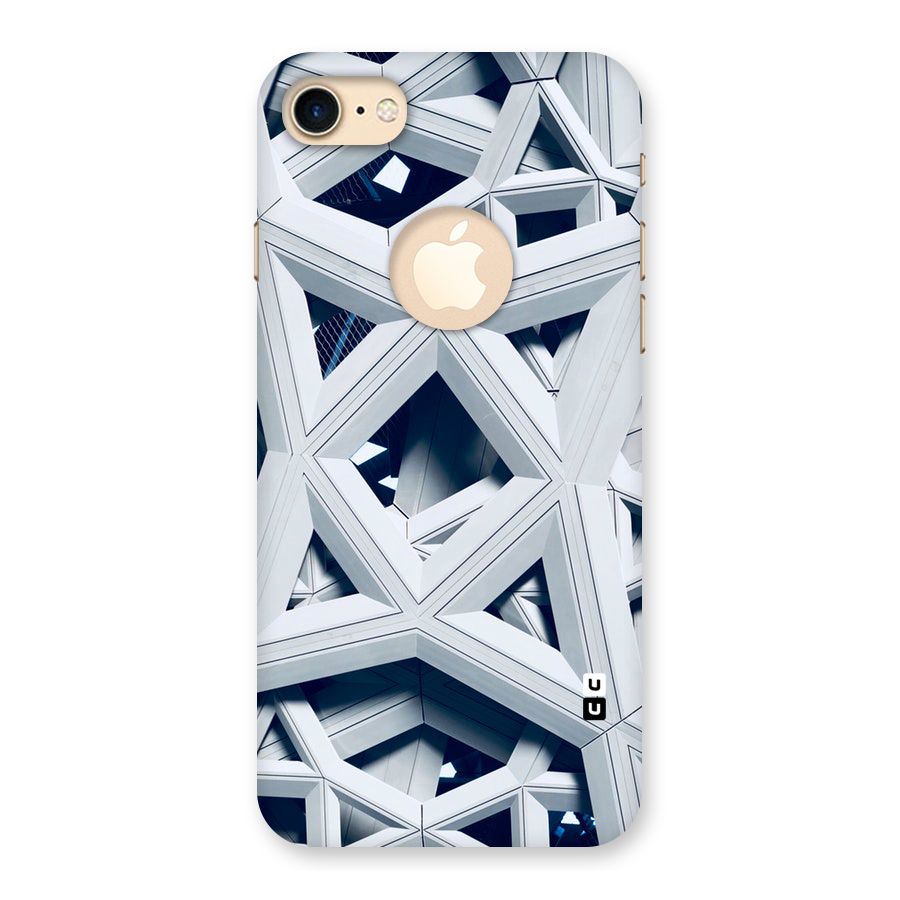 Abstract White Lines Back Case for iPhone 7 Logo Cut