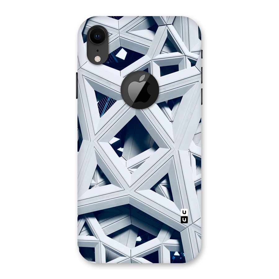 Abstract White Lines Back Case for iPhone XR Logo Cut