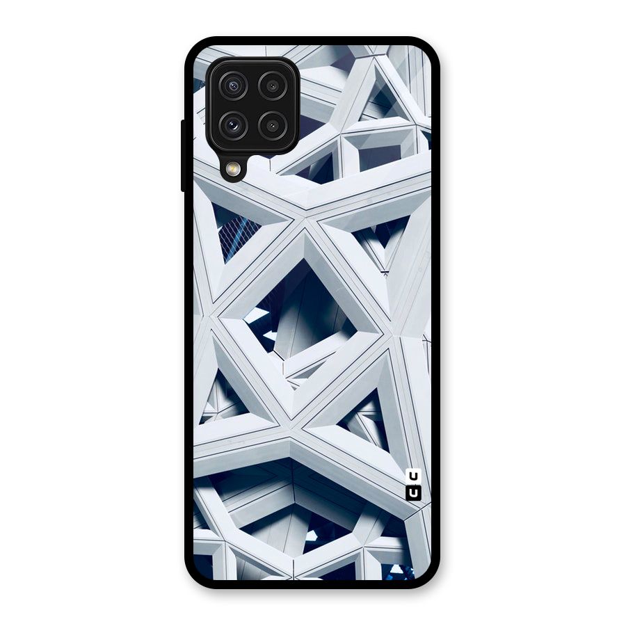 Abstract White Lines Glass Back Case for Galaxy A22 4G