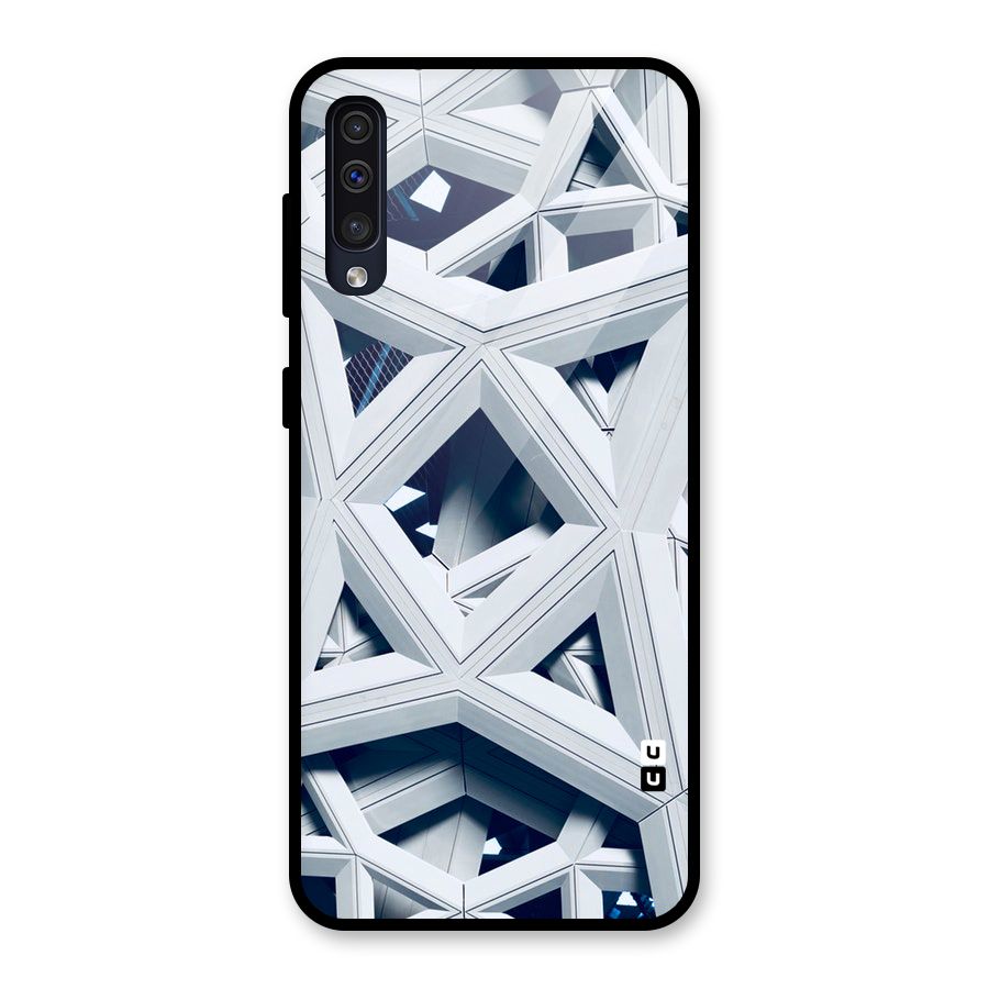 Abstract White Lines Glass Back Case for Galaxy A50