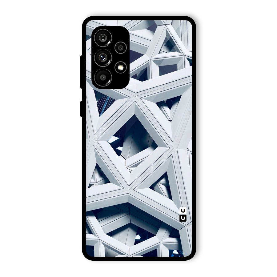 Abstract White Lines Glass Back Case for Galaxy A73 5G