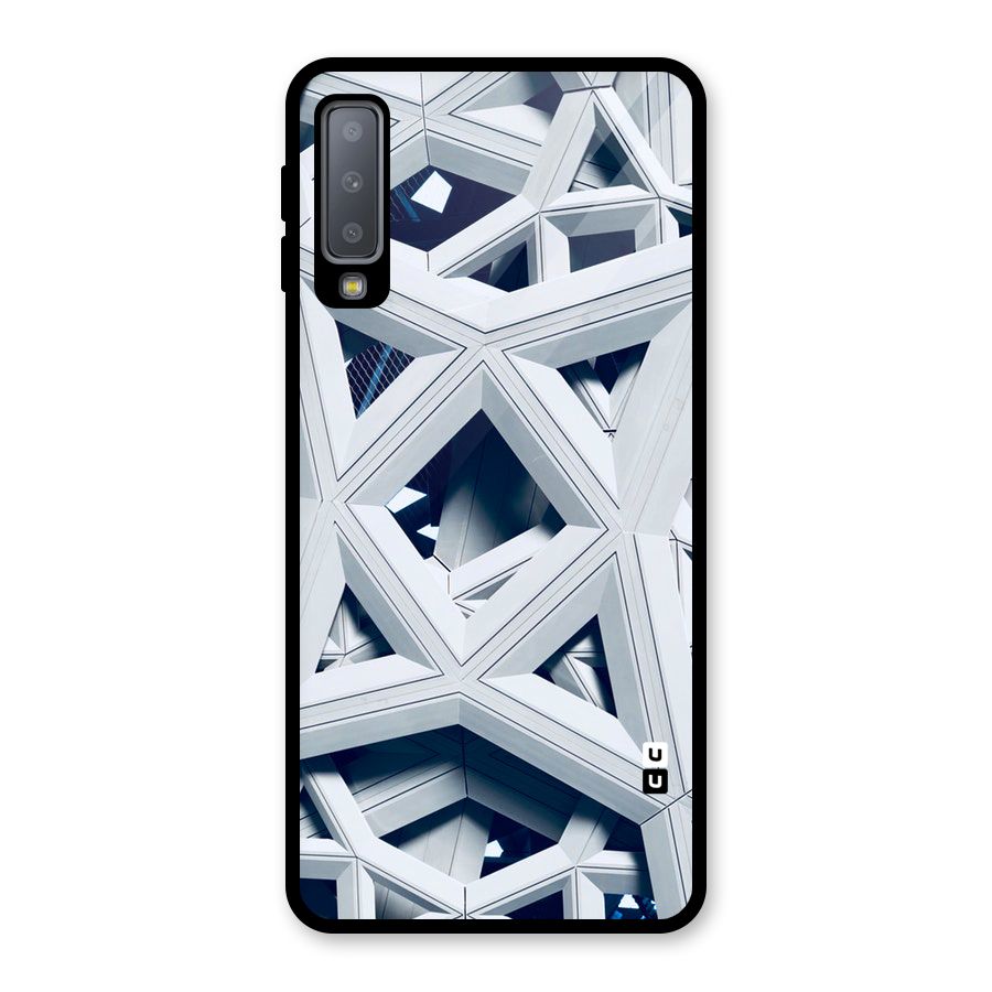 Abstract White Lines Glass Back Case for Galaxy A7 (2018)