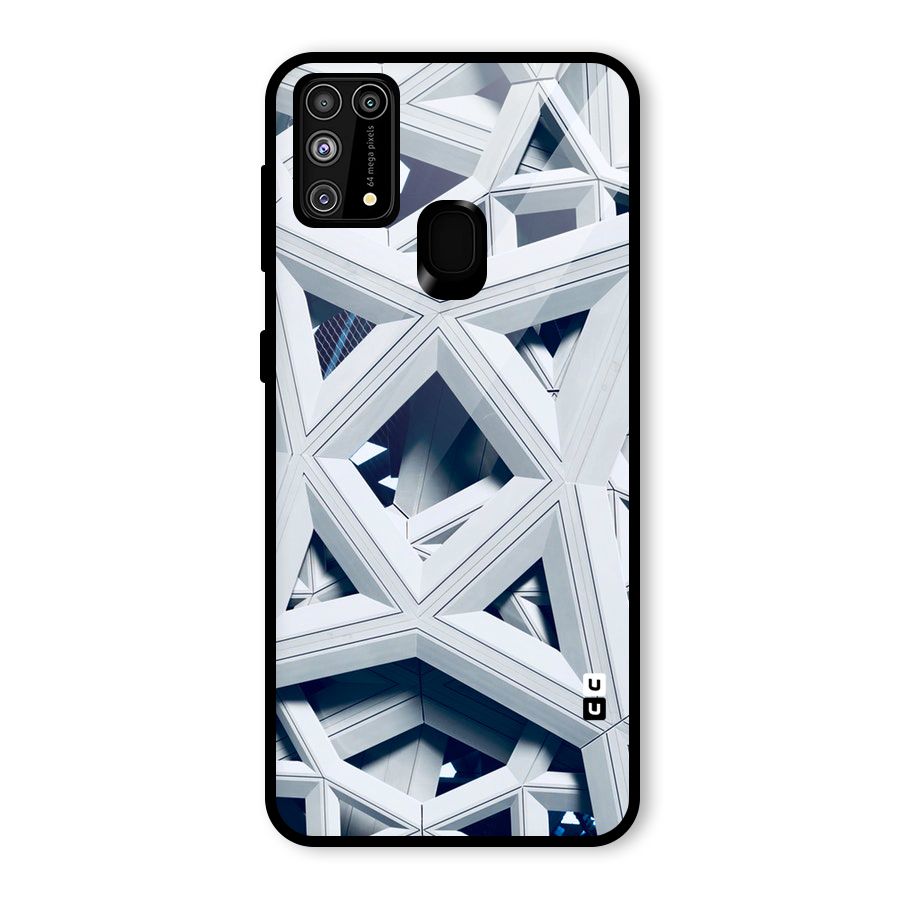 Abstract White Lines Glass Back Case for Galaxy F41