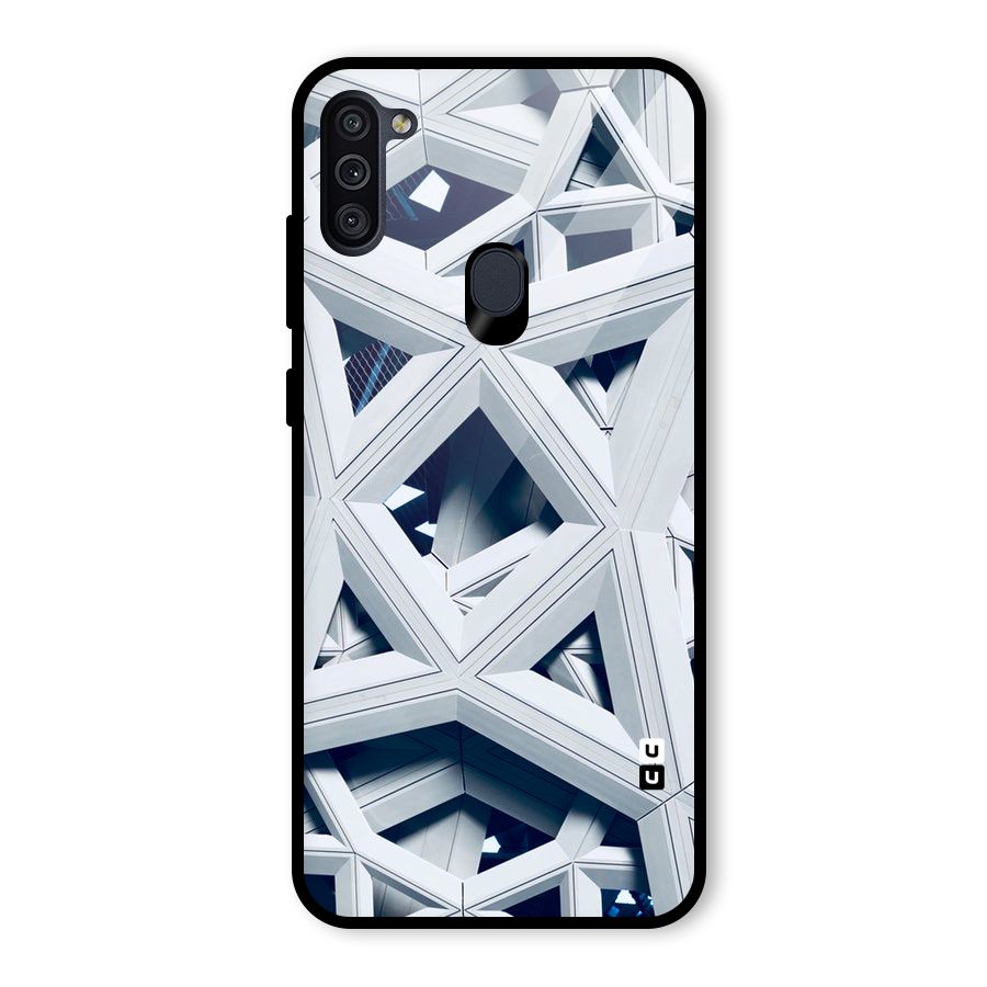 Abstract White Lines Glass Back Case for Galaxy M11