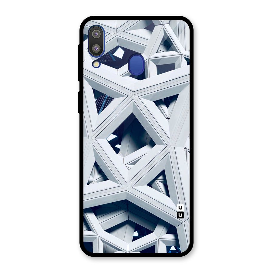 Abstract White Lines Glass Back Case for Galaxy M20