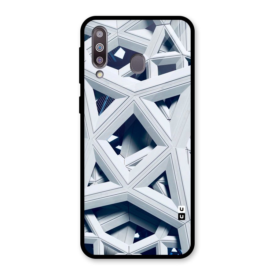 Abstract White Lines Glass Back Case for Galaxy M30
