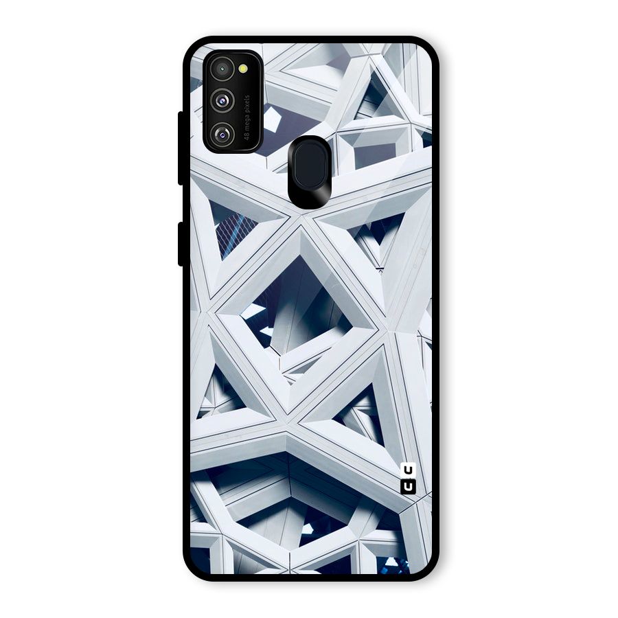 Abstract White Lines Glass Back Case for Galaxy M30s