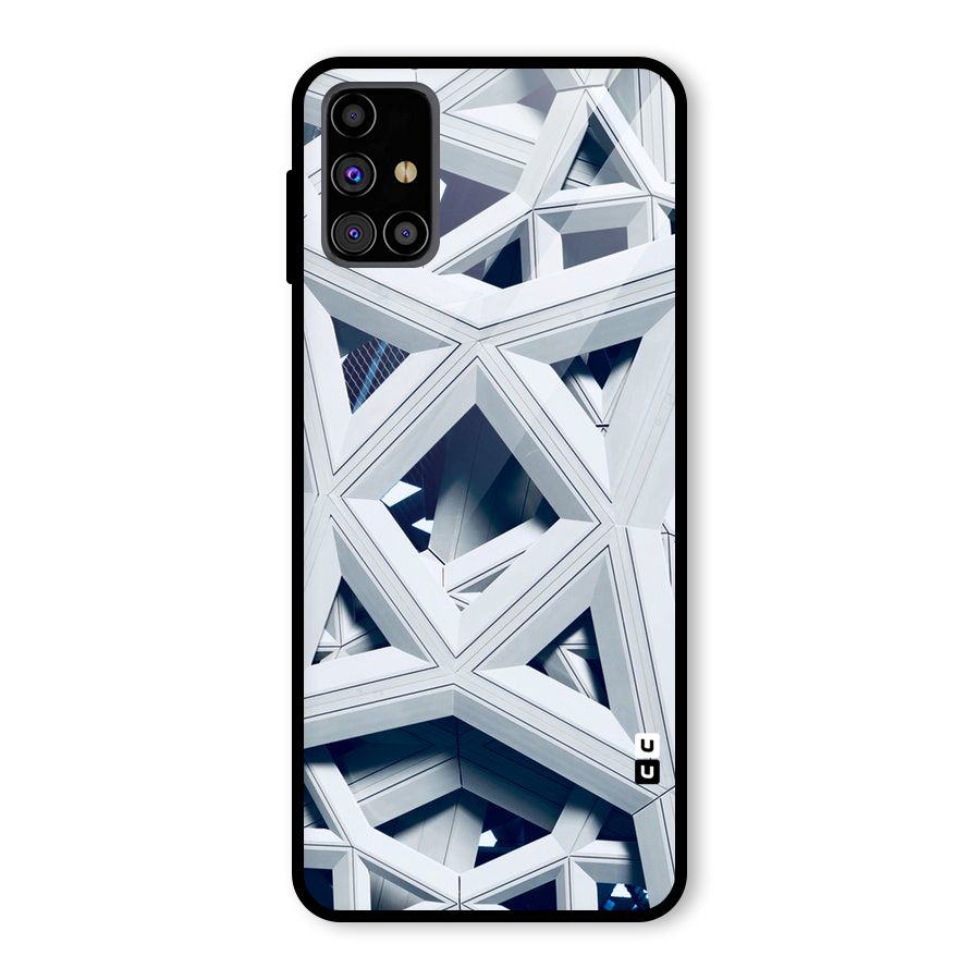 Abstract White Lines Glass Back Case for Galaxy M31s