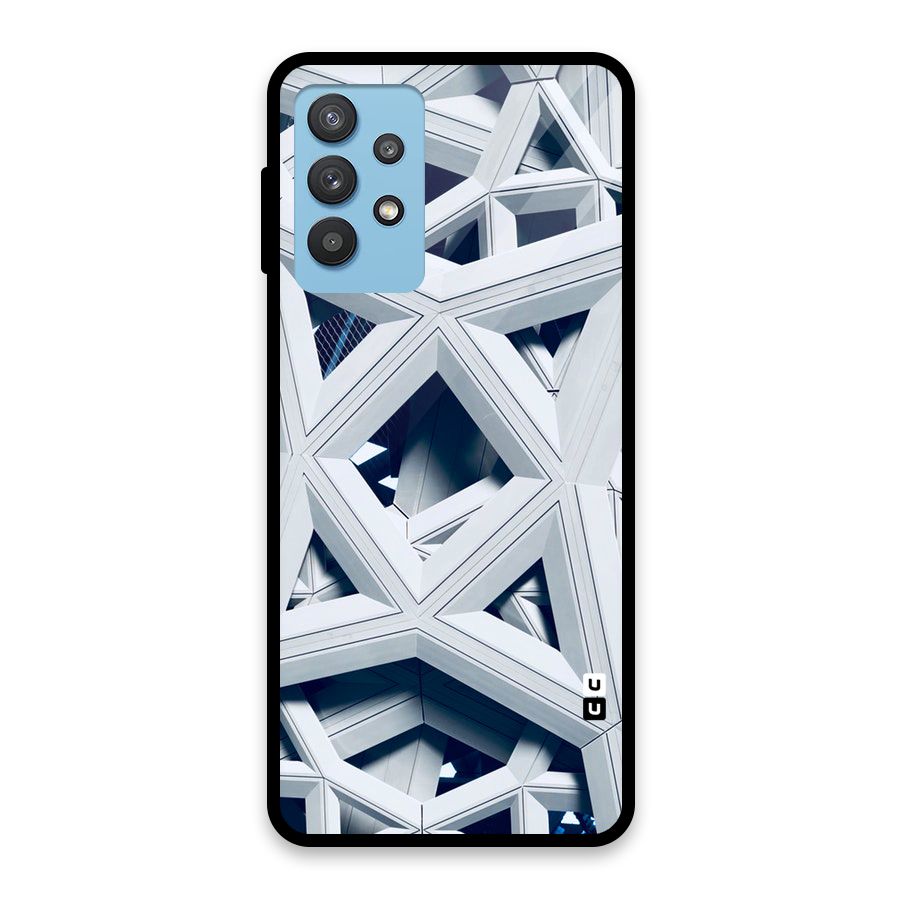 Abstract White Lines Glass Back Case for Galaxy M32 5G