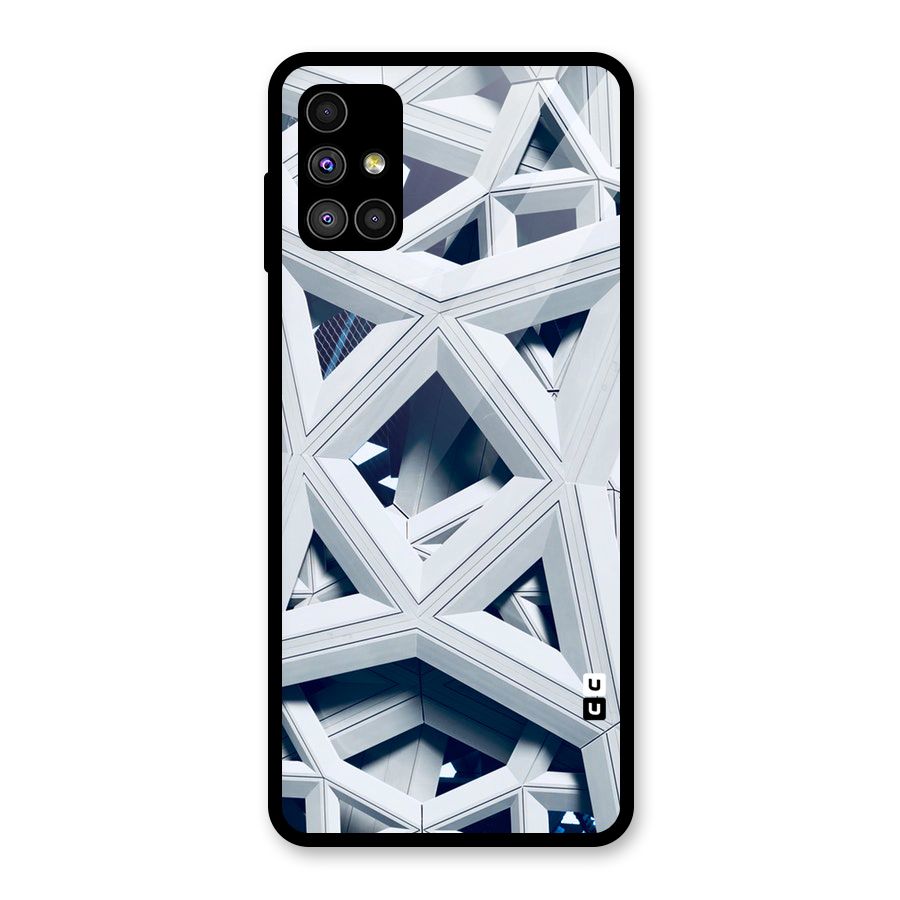 Abstract White Lines Glass Back Case for Galaxy M51