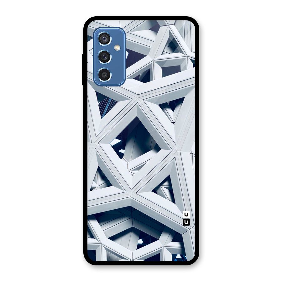 Abstract White Lines Glass Back Case for Galaxy M52 5G