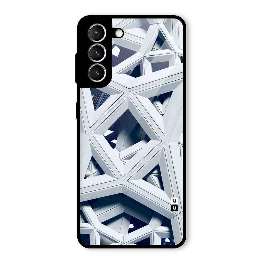 Abstract White Lines Glass Back Case for Galaxy S21 5G
