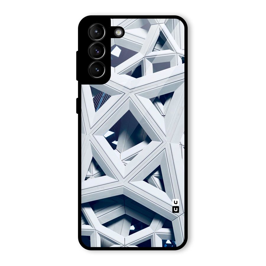 Abstract White Lines Glass Back Case for Galaxy S21 Plus