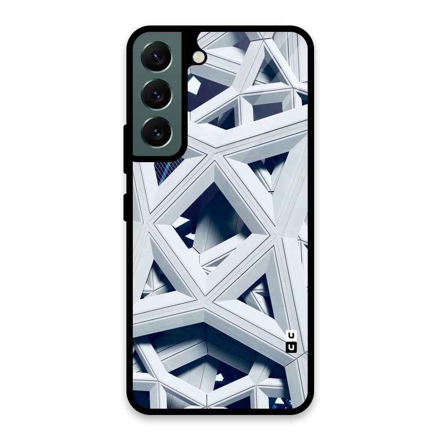 Abstract White Lines Glass Back Case for Galaxy S22 5G
