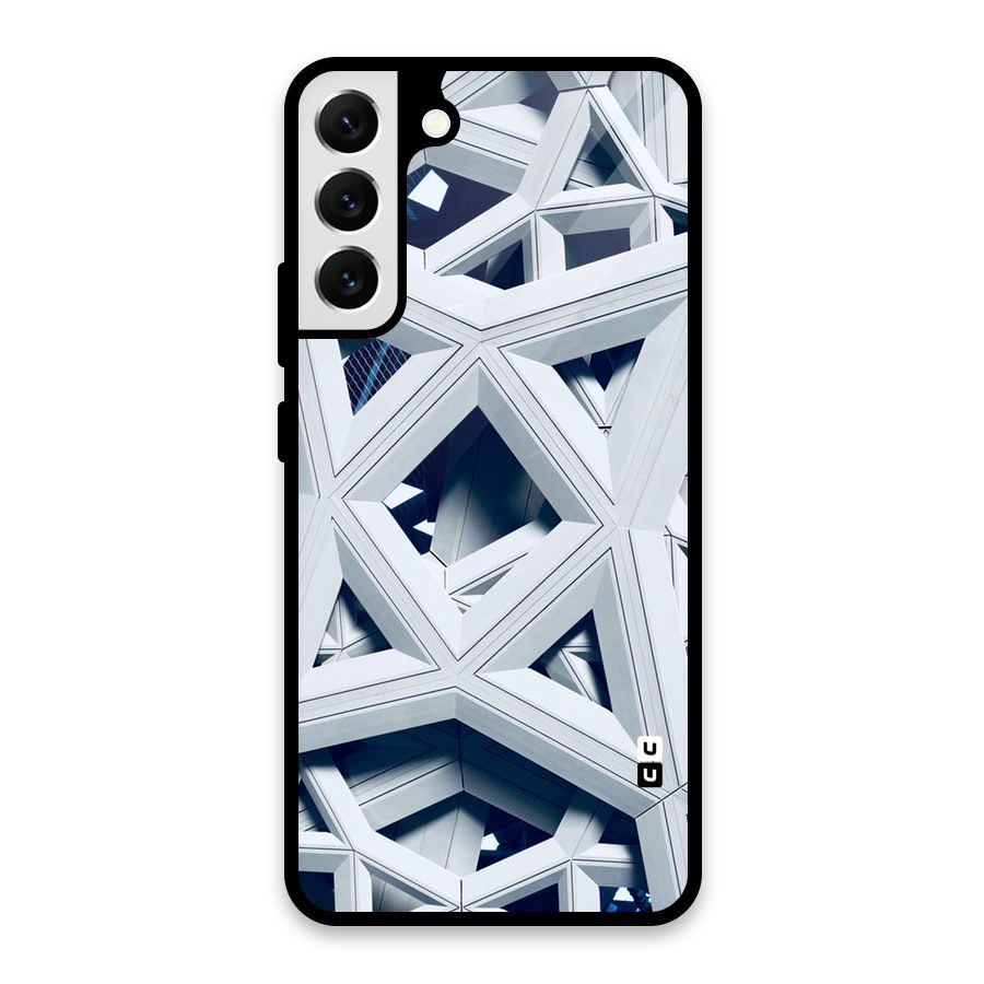 Abstract White Lines Glass Back Case for Galaxy S22 Plus 5G