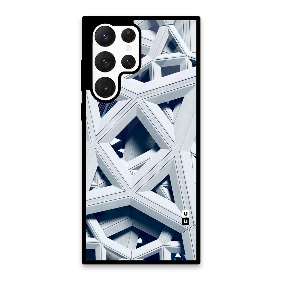 Abstract White Lines Glass Back Case for Galaxy S22 Ultra 5G
