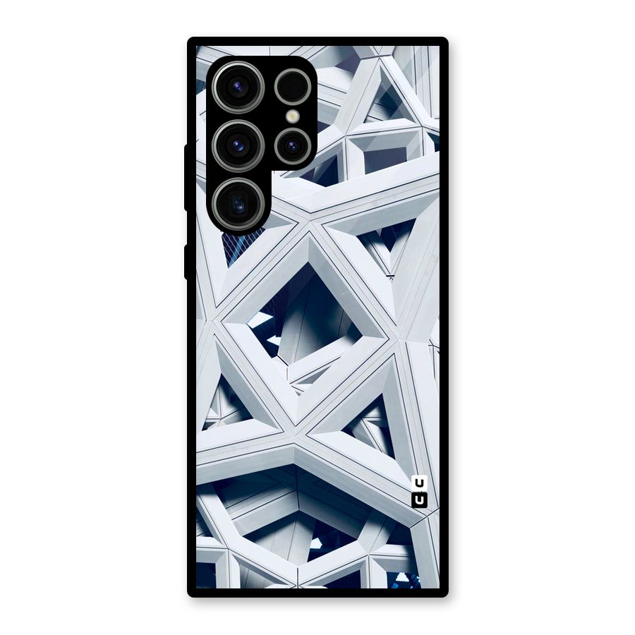 Abstract White Lines Glass Back Case for Galaxy S23 Ultra