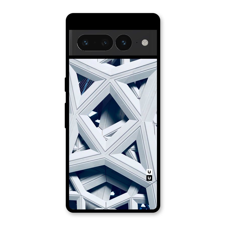 Abstract White Lines Glass Back Case for Google Pixel 7 Pro
