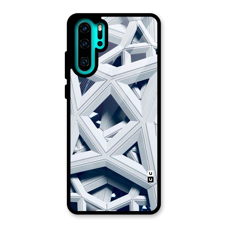 Abstract White Lines Glass Back Case for Huawei P30 Pro