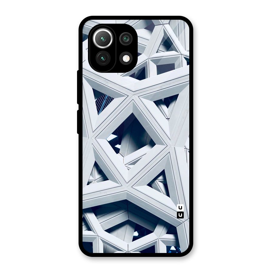 Abstract White Lines Glass Back Case for Mi 11 Lite
