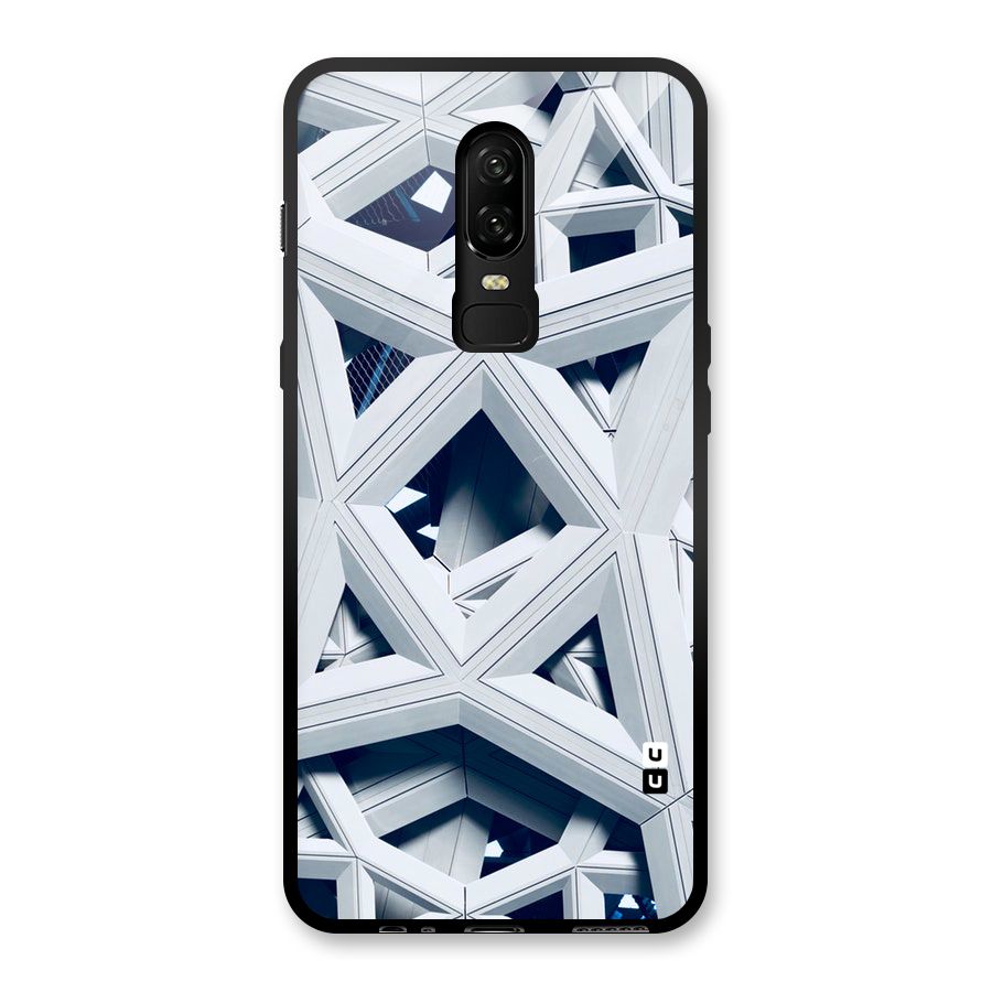 Abstract White Lines Glass Back Case for OnePlus 6