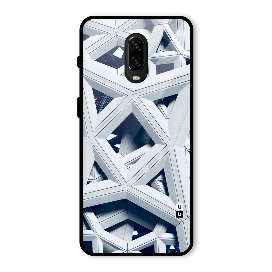 Abstract White Lines Glass Back Case for OnePlus 6T