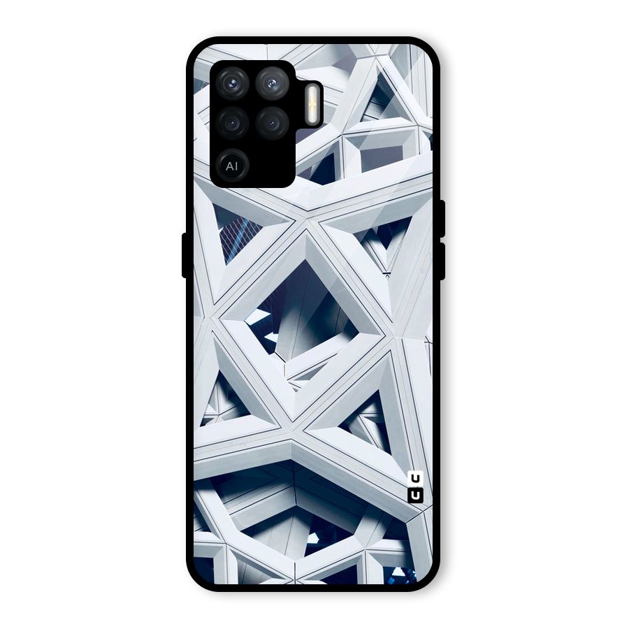 Abstract White Lines Glass Back Case for Oppo F19 Pro
