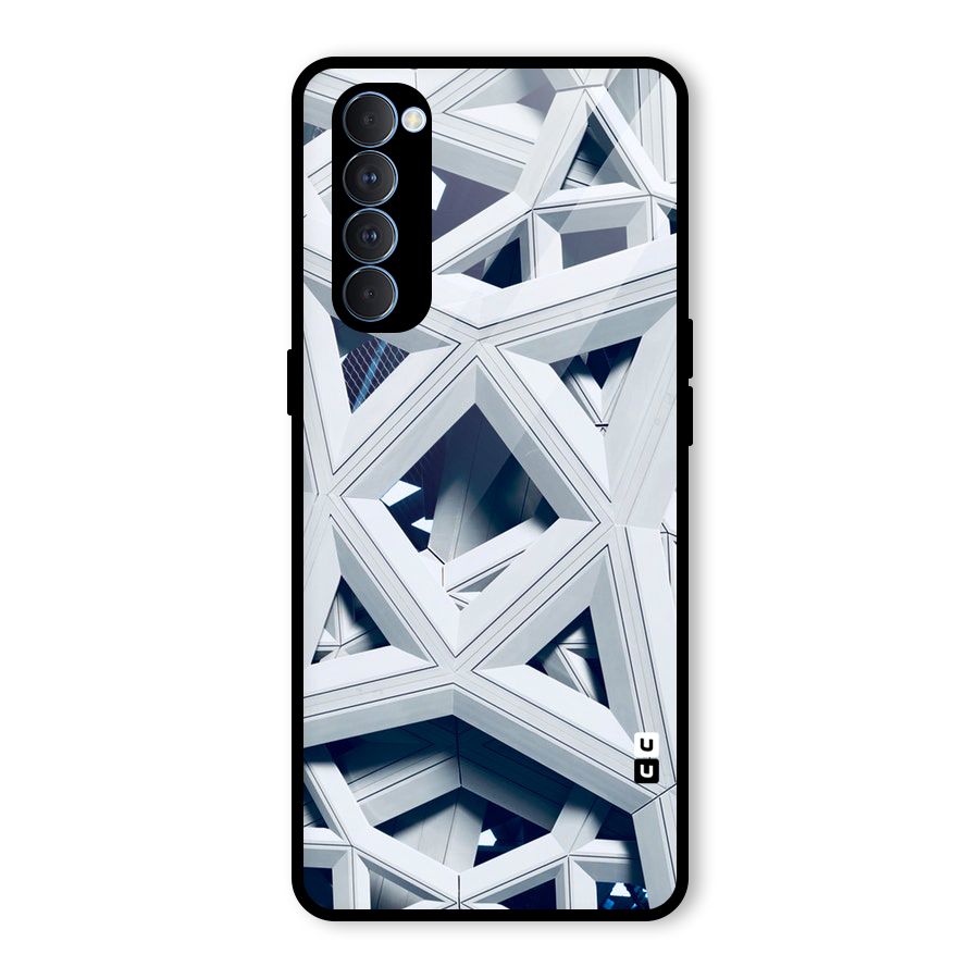 Abstract White Lines Glass Back Case for Oppo Reno4 Pro