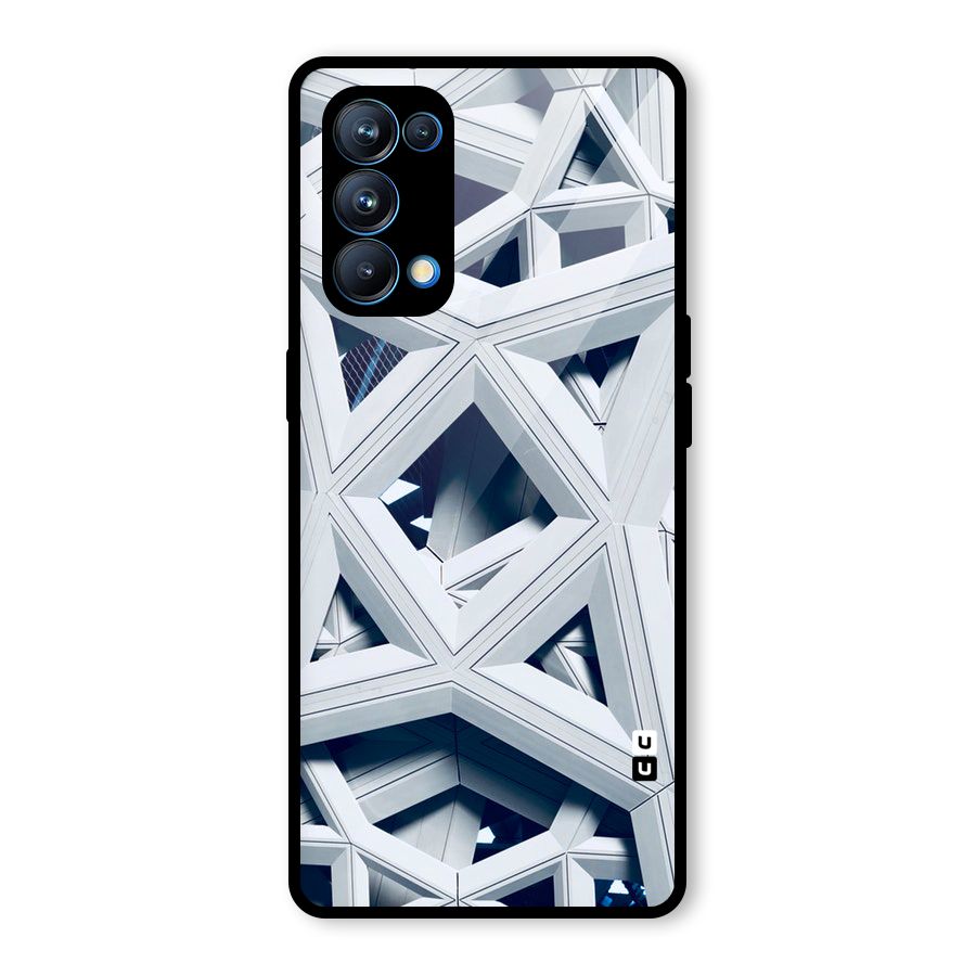 Abstract White Lines Glass Back Case for Oppo Reno5 Pro 5G