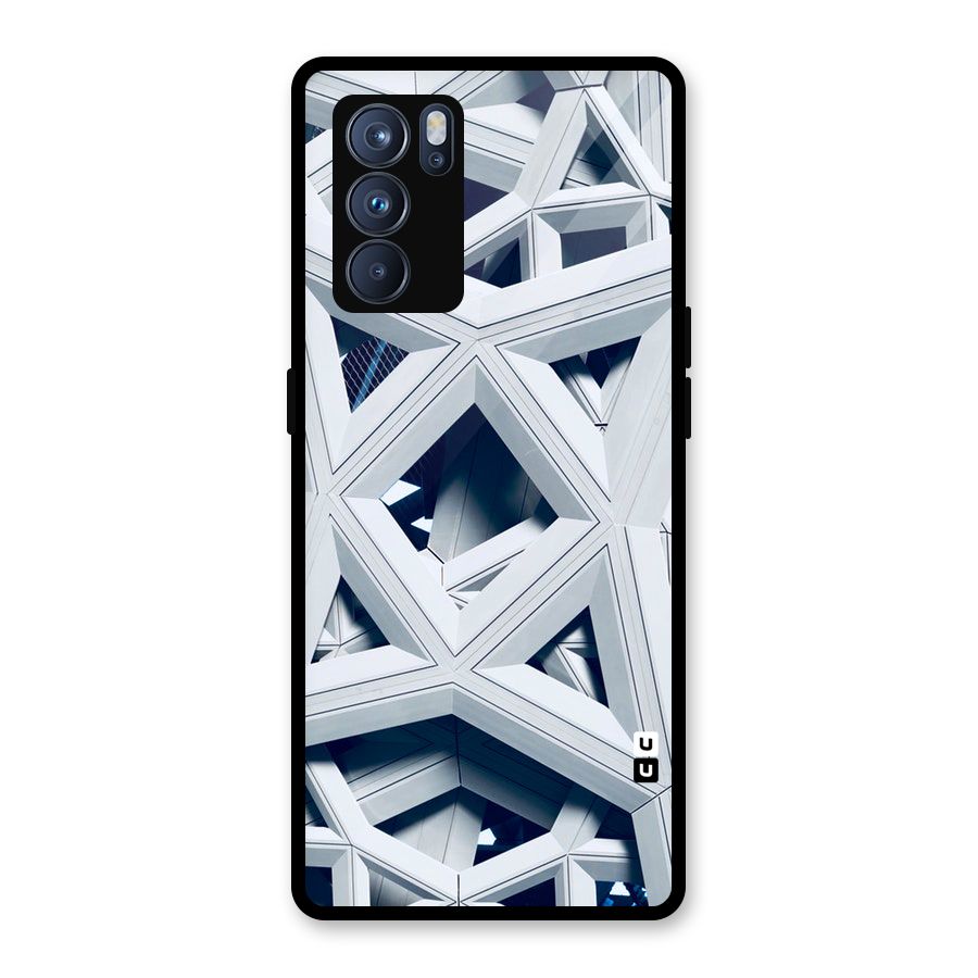 Abstract White Lines Glass Back Case for Oppo Reno6 Pro 5G