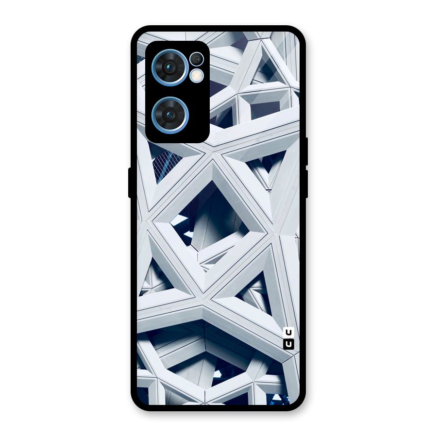 Abstract White Lines Glass Back Case for Oppo Reno7 5G