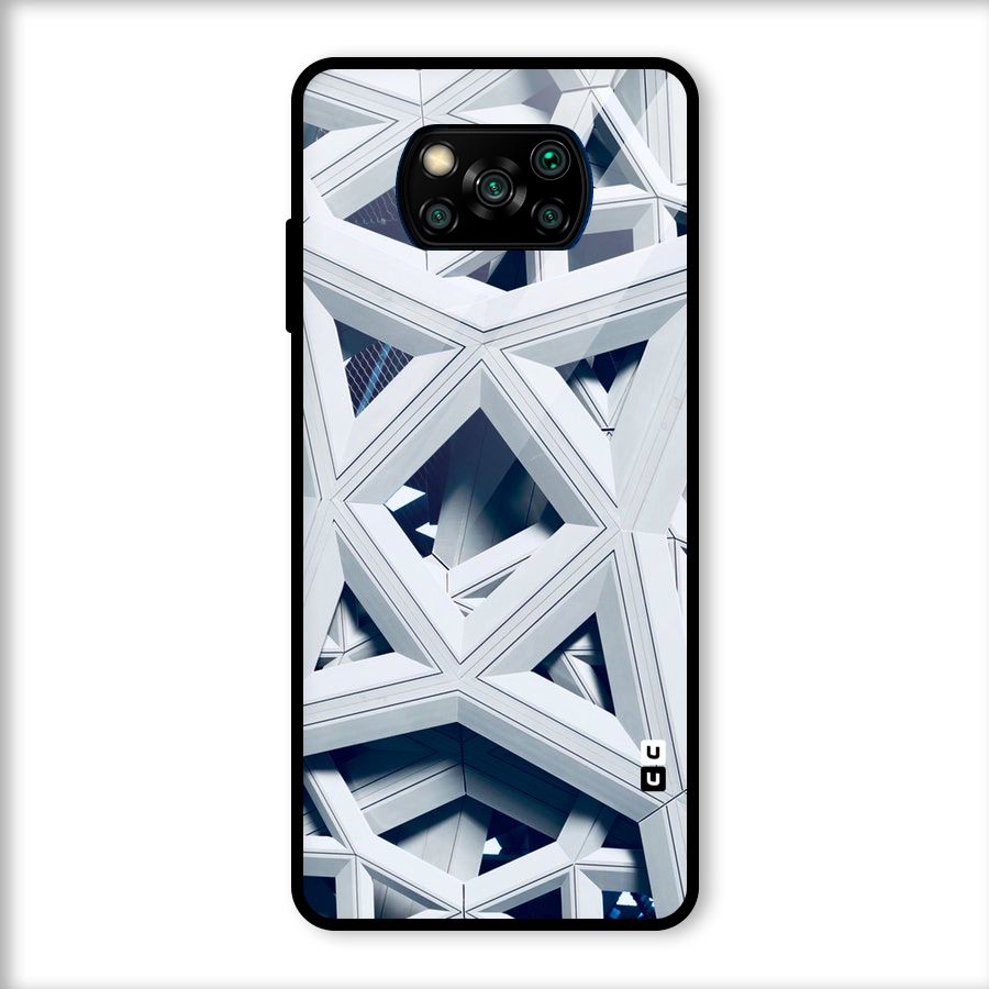 Abstract White Lines Glass Back Case for Poco X3