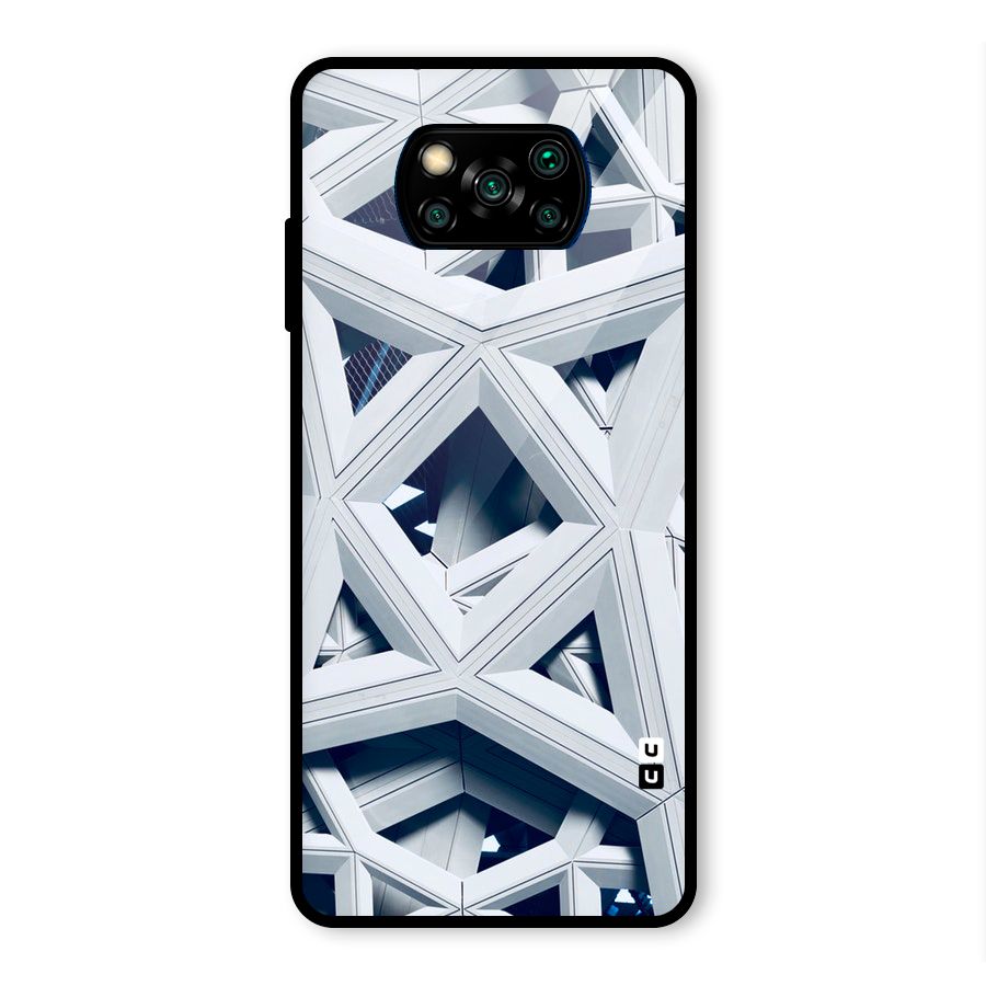 Abstract White Lines Glass Back Case for Poco X3 Pro