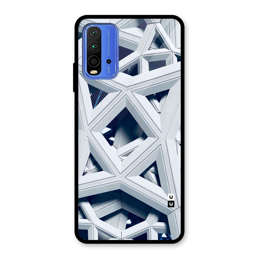 Abstract White Lines Glass Back Case for Redmi 9 Power