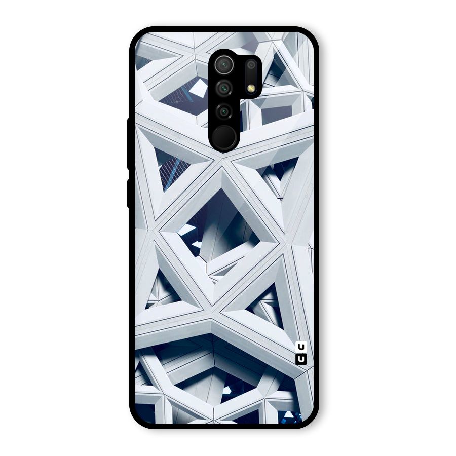 Abstract White Lines Glass Back Case for Redmi 9 Prime