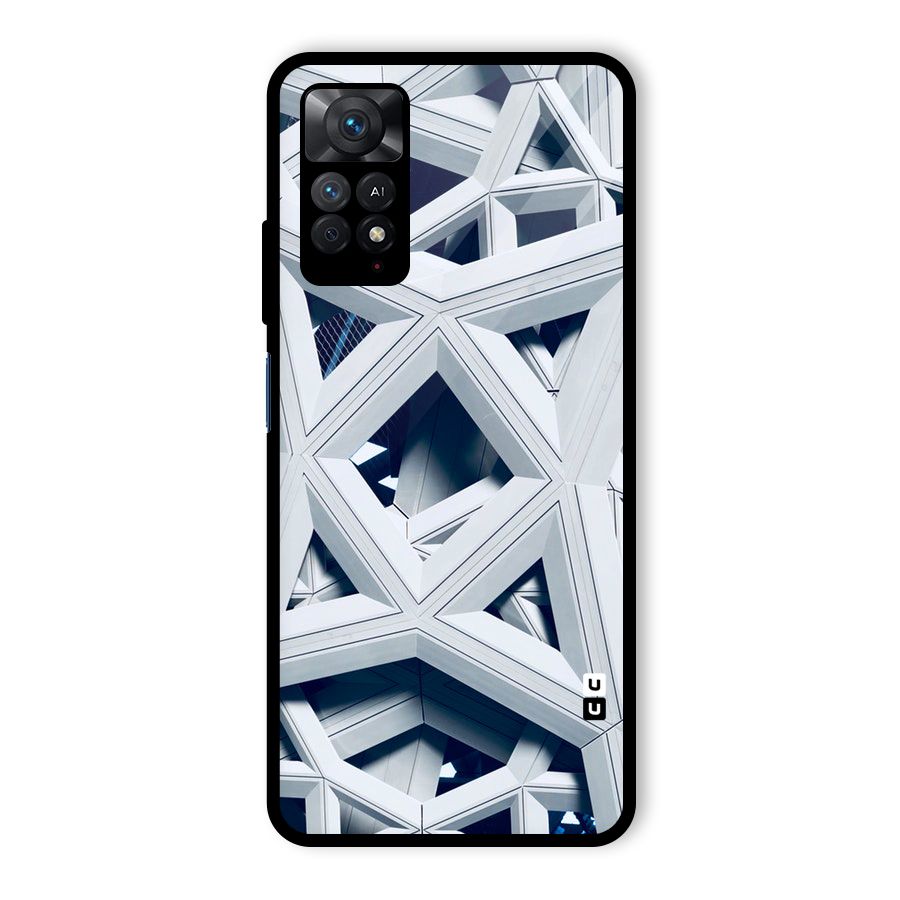 Abstract White Lines Glass Back Case for Redmi Note 11 Pro