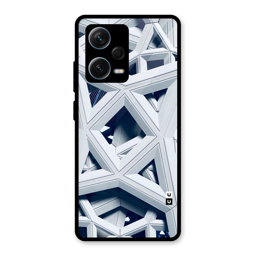 Abstract White Lines Glass Back Case for Redmi Note 12 Pro Plus 5G