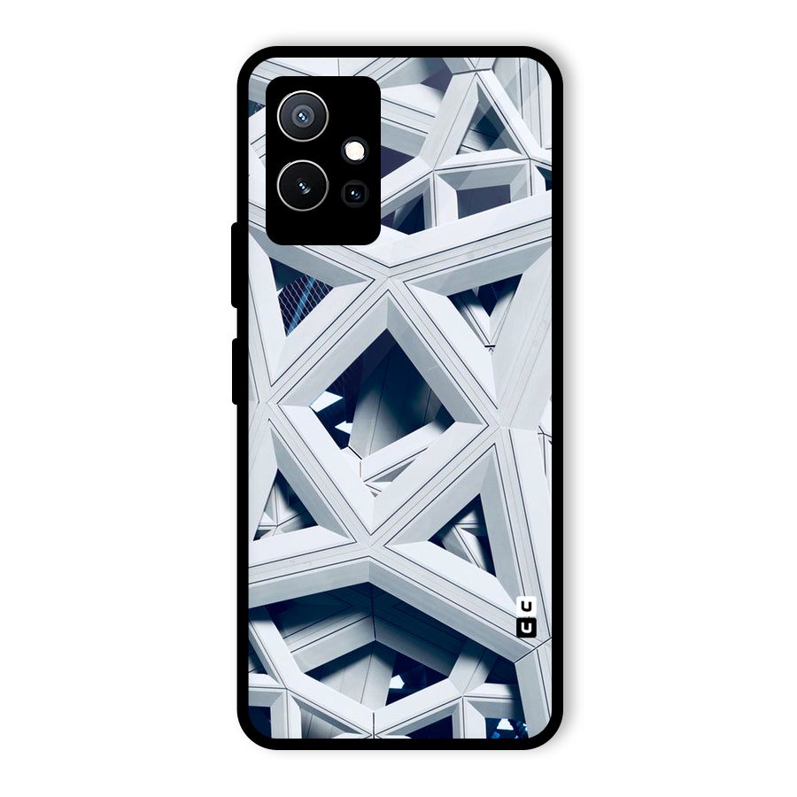 Abstract White Lines Glass Back Case for Vivo T1 5G