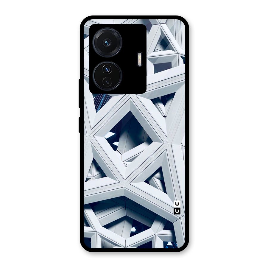 Abstract White Lines Glass Back Case for Vivo T1 Pro
